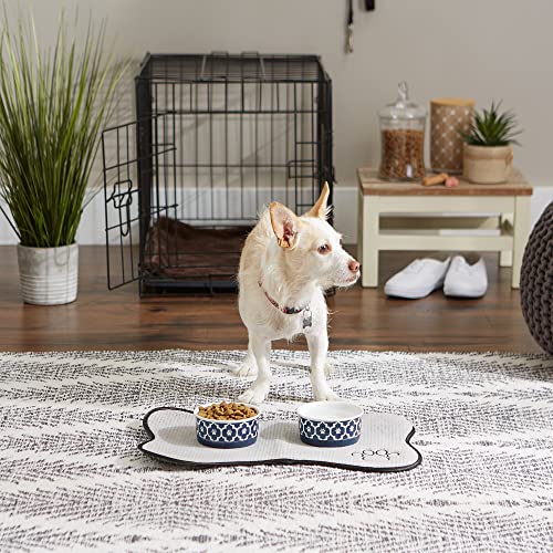Bone Dry Lattice Collection Pet Bowl & Canister, Small Set, 4.25x2", Nautical Blue, 2 Count - color: Nautical Blue, size: Small Set, 4.25x2"