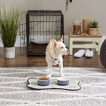 Bone Dry Lattice Collection Pet Bowl & Canister, Small Set, 4.25x2", Nautical Blue, 2 Count - color: Nautical Blue, size: Small Set, 4.25x2"