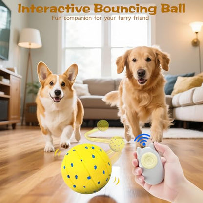 Dog Ball Interactive Dog Toy with Remote Control,Automatic Moving,Bouncing and Rotating 3 Modes,E-TPU Material Aggressive Chewers,IPX7 Waterproof,Rolling Ball for Large Medium Dogs - color: Yellow