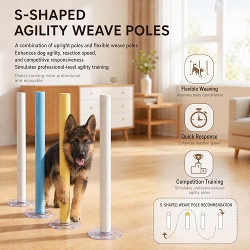 Wooden dog obstacle course indoor,Dog Agility Equipment with Suction Cups, Adjustable Puppy Play Gym Agility Hurdles,3-in-1 Dog Training Toys for Small Dogs, Portable Indoor Starter Kit with Guide