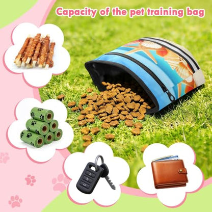 Beach Water-Resistant Dog Treat Pouch, 3 Ways to Wear Treat Bag with Magnetic Closure & Reflective Strip, Hands-Free for Pet Training, Walking