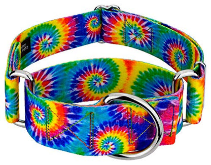 Country Brook Petz - HossFit Jr Wide Martingale Dog Collar - Groovy Collection Featuring Far Out Designs (Classic Tie Dye, Large) - color: Classic Tie Dye, size: Large (Pack of 1)