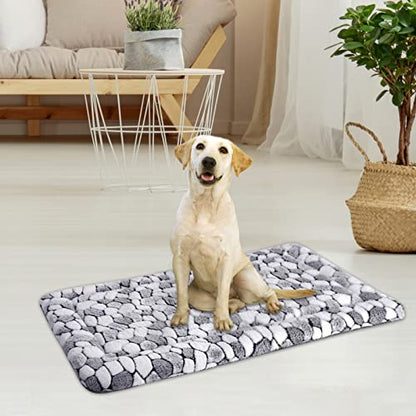 VANKEAN Dog Crate Pad Bed Mat Reversible (Warm & Cool), Soft Pet Sleeping Mat Dog Bed for Crate Suitable for Small to XX-Large Dogs and Cats, Machine Washable Crate Beds, Grey Stone Pattern - size: X-Large