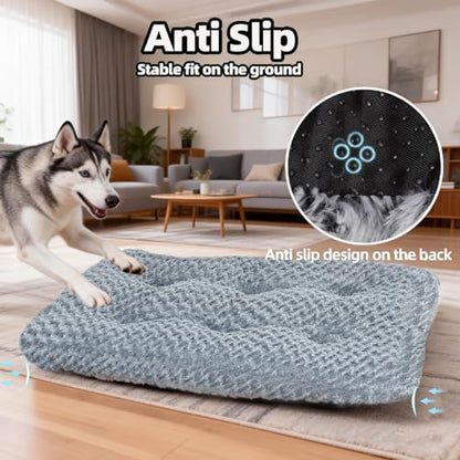 Extra Large Dog Bed Deluxe Plush, Washable Big Dog Beds, Indestructible Dog Crate Pad, Anti-Slip Soft Pet Bed, Comfy Kennel Pad for Large, Jumbo, Small, Medium Dogs Extra, 41"x 27"-XXL, Dark Gray - color: Dark Grey, size: 41"L x 27"W x 4"Th