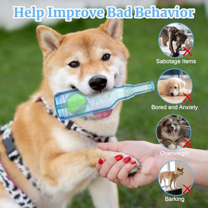 Water Bottle Dog Toy for Aggressive Chewers,Ball in Bottle Rubber Dog Toy,Cute Interactive Pet Rubber Cruncher for Dogs Aggressive Chewers Large/Medium/Small(Blue) - color: Blue