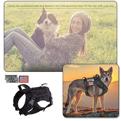 Tactical Service Dog Vest Harness for Medium Large Dog, Military K9 Training Dog Vest with Molle and Loop Panels Adjustable Tactical Harnesses with Handle (01XL, 01-Black) - color: Black, size: X-Large (Pack of 1)