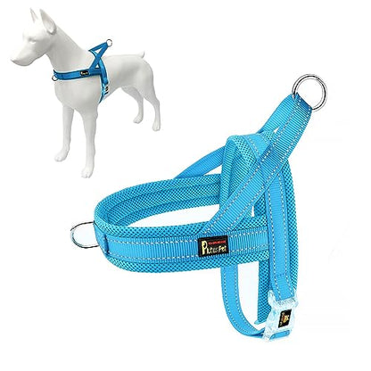 Plutus Pet No Pull Dog Harness with Breathable Mesh Padded, Adjustable Reflective Escape Proof Dog Harness, Quick Fit Dog Vest Harness for Small Medium Large Dogs(XXS, Cyan) - color: Cyan, size: XXS: chest 11.8"-15"