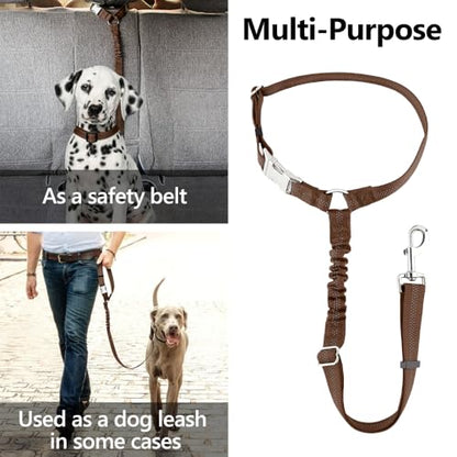 Plutus Pet Dog Seat Belt for Car Headrest, Reflective and Adjustable Restraint with Elastic Bungee for Safety, Vehicle Seatbelt Harness for Small Medium Large Dogs and Cats, Chocolate - color: Chocolate