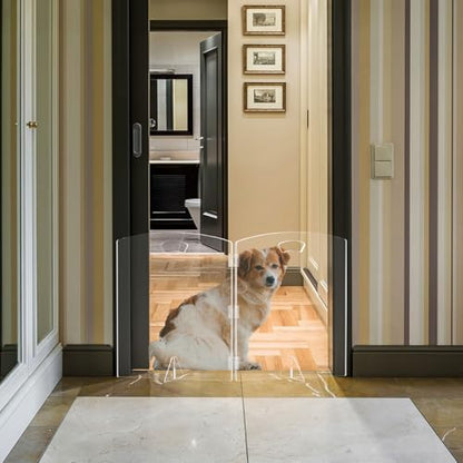 Clear Freestanding Dog Gate for Indoor Use,Pet Gates for Doorways no Drilling,Acrylic Foldable Dog Gate for Stairs with Support Feet (2 Panel - 40''W x 23''H) - size: 2 Panel - 40''W x 23''H