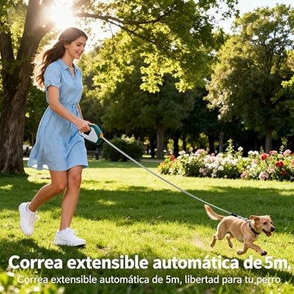 Yosoo Health Gear Retractable Dog Leash, 5m Nylon Rope Pet Leash with One Handed Brake, Pause, Lock for Outdoor Walking and Training (Green Grey) - color: Green Grey