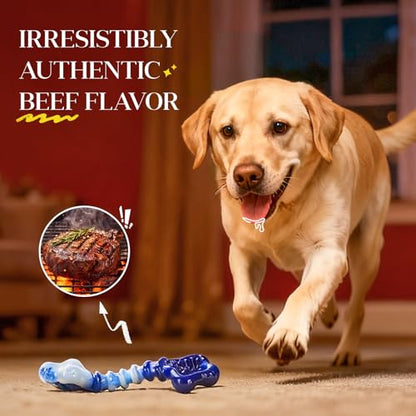 Kseroo Indestructible Dog Toys for Aggressive Chewers: 2-Pack Tough Chew Toy for Large Dogs, Heavy Duty Long-Lasting Dog Bones for Large Breed, Dog Toys to Keep Them Busy - color: Purple & Blue