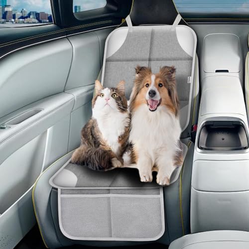 Meolsaek Car Seat Protector for Child Car Seat, Durable 600D Fabric Waterproof Car Seat Cover with Thick Pad Non-Slip Backing，No Imprints (Silver Gray-1 pc) - color: Silver Gray-1 pc