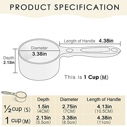Super Design 1 Cup Dog Food Scoop for Container Melamine Measuring Scoop for Dogs Cats Birds and Rabbits Pet Food Feeding Scoop Dishwasher Safe - White - color: White - 1 Cup