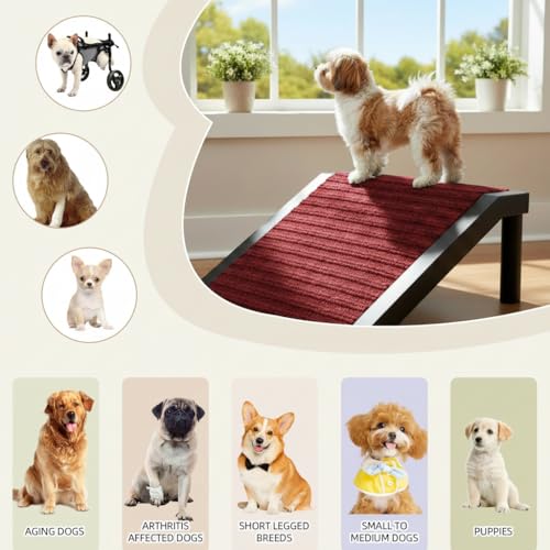 Dog Ramp for Stairs – Non-Slip Pet Steps with Locked-in Carpet & Iron Frame, Helps Senior Dogs & Small Breeds Climb Safely (Cinnabar-4 Pack) - size: Cinnabar-4 PACK