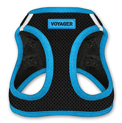 Best Pet Supplies - All Weather Mesh, Reflective, No Pull Harness for Small, Medium Dogs, Cats - Secure with Hook & Loop Fastener, Buckle, Double D-Rings - Blue Trim, XS - color: Harness (Blue Trim), size: XS (Chest: 13 - 14.5")