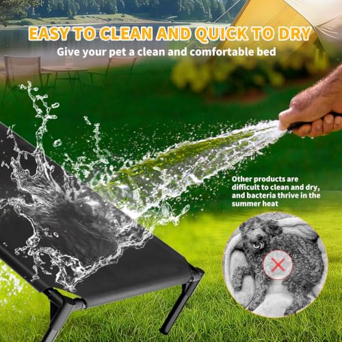 Elevated Dog Cot Bed,Cooling Raised Pet Bed with Washable Breathable Mesh Sturdy Metal Frame,Portable Raised Dog Bed with Anti-Slip Feet for Indoor Outdoor Backyard Use (35" X 26" X 7") - size: 35" X 26" X 7"