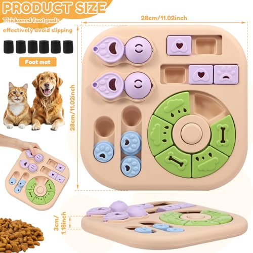 Interactive Dog Puzzle Toys Treat Dispensing Slow Feeder for Training and Mental Stimulating Dog Enrichment Toys for Puppy Cats Pet(Beige) - color: Beige