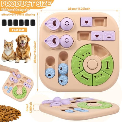 Interactive Dog Puzzle Toys Treat Dispensing Slow Feeder for Training and Mental Stimulating Dog Enrichment Toys for Puppy Cats Pet(Beige) - color: Beige