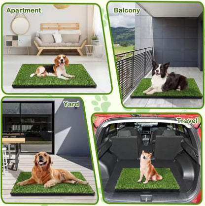 Large 38.5"x25" Artificial Grass Dog Potty, Realistic Indoor/Outdoor Training Mat with Quick-Drain Design, Reusable & Odor-Control for Apartment Balcony