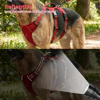 Escape Proof Dog Harness and Leash Set,Soft Padded Full Body Pet Harness, No Pull Reflective Adjustable Dog Vest with Handle, Easy Control Dog Harness for Medium Large Dogs Training Walking Running - color: Red, size: XL