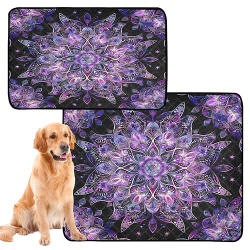 Qilmy Mandala Pet Mat, Waterproof Reusable Dog Training Pad Anti-Slip Pet Creat Pad for Small Medium Large Dogs and Cats - size: Smallx3