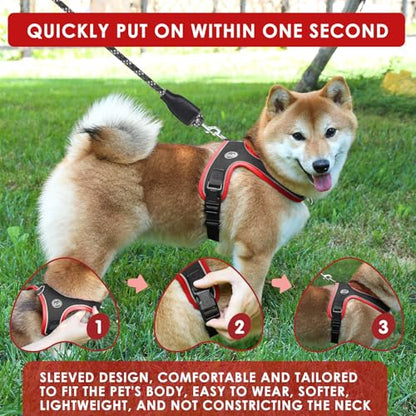 Dog Harness and Leash Set, No Pull Saddle Style Pet Harness, Breathable Mesh Adjustable Reflective Dog Vest for Medium Small Dogs Harness 2 D-Rings, Black, M - color: Black, size: M