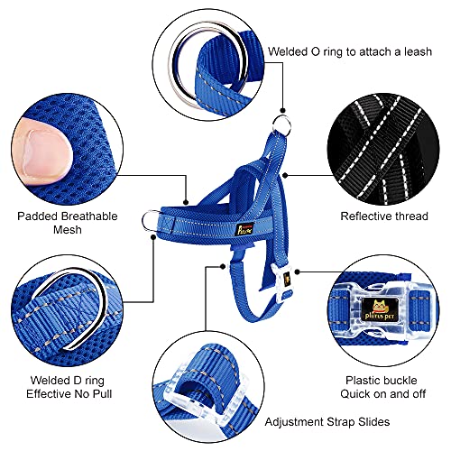 Plutus Pet No Pull Dog Harness with Breathable Mesh Padded, Adjustable Reflective Escape Proof Dog Harness, Quick Fit Dog Vest Harness for Small Medium Large Dogs(XS, Navy Blue) - color: Navy Blue, size: XS: chest 13.8"-17.3"