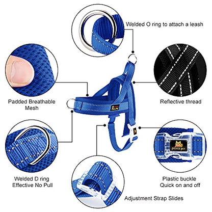 Plutus Pet No Pull Dog Harness with Breathable Mesh Padded, Adjustable Reflective Escape Proof Dog Harness, Quick Fit Dog Vest Harness for Small Medium Large Dogs(XS, Navy Blue) - color: Navy Blue, size: XS: chest 13.8"-17.3"