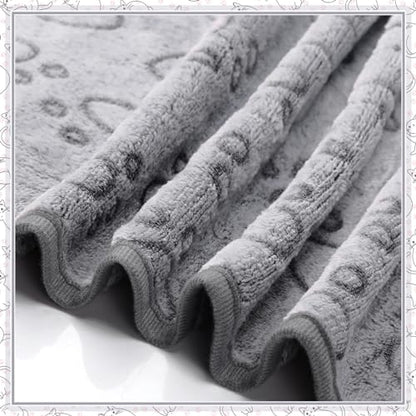 Tegeme 12 Pcs Pet Blankets 23 x 16 Inch Soft Fluffy Fleece Dog Cat Warm Paw Print Pattern Blankets Flannel Throw for Pets Dog Puppy Cat(Gray) - color: Gray, size: 23 x 16 Inch
