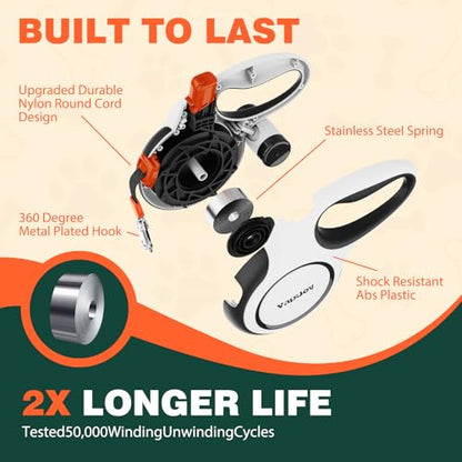 Retractable Dog Leash, 26ft Heavy Duty Retractable Pet Leash with Poop Bag Holder, 360° Tangle-Free for Small Medium Large Dogs Up to 110lbs,Anti-Slip Handle,One-Handed Brake Pause Lock（White） - color: White, size: 26ft up to 110lbs