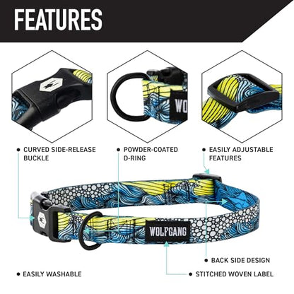 Wolfgang Heavy Duty, Adjustable Dog Collar with Quick Release Nylon Buckle for Walking & Training, DawnPatrol Print, Small - color: DawnPatrol Print, size: Small (5/8 Inch x 8-12 Inch)