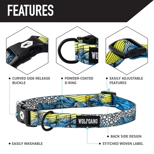 Wolfgang Heavy Duty, Adjustable Dog Collar with Quick Release Nylon Buckle for Walking & Training, DawnPatrol Print, Small - color: DawnPatrol Print, size: Small (5/8 Inch x 8-12 Inch)