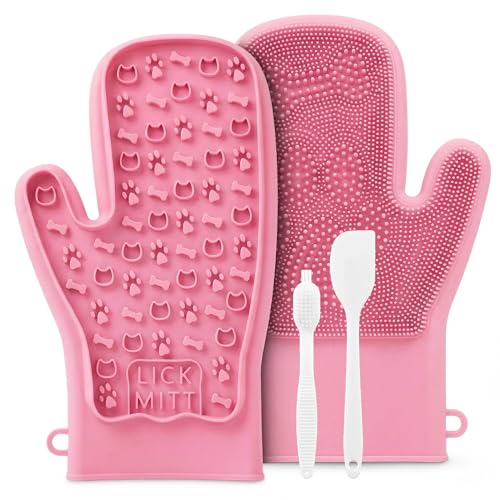 Lixy Pet LickMitt – Dual-Sided Calming & Grooming Mitt for Dogs and Cats – Human-Held Silicone Treat Mitt for Anxiety Relief, Bonding & Shedding – BPA-Free, Food-Grade, Easy Clean – Pink - color: Pink