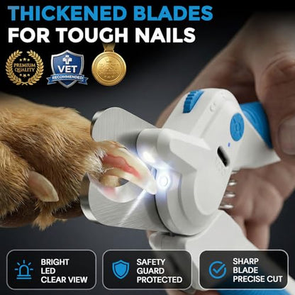 Dog Nail Clippers with Light, Cat Nail Clipper with Safety Guard Reveals Quick, Stainless Steel Blades Nail Clippers for Daily Pet Grooming Tool, Pet Nail Trimmer Ideal for Small, Medium & Large Pets - color: Blue