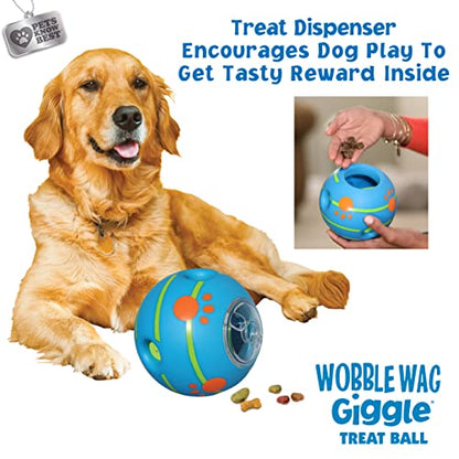 Wobble Wag Giggle Ball Interactive Dog Treat Dispensing Toy, Giggle Sounds Keeps Dogs Busy and Entertained, Pets Know Best - style: Treat