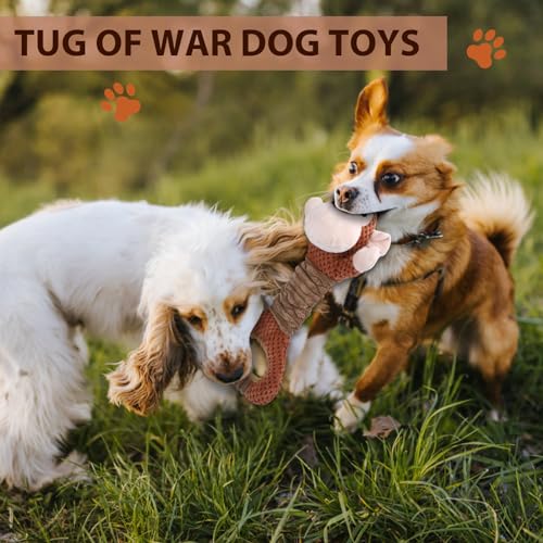 Letsmeet Squeaky Dog Toy with Crinkle Paper, Pull Interactive Plush Chew Toy for Puppies, Small, Medium, Large Dogs - Great for Tug of War and Teeth Cleaning - color: brown3