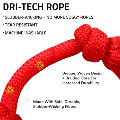 Playology Dog Toys | Dri-Tech Rope Tug of War Dog Toy for Tough Chewers | Beef Scented Jumbo Tug Rope Toys for Large Dogs - size: Jumbo, style: Beef