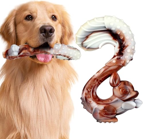 Tough Dog Toys for Aggressive Chewers, Indestructible Dog Toys with Beef Flavor, Durable Dog Toy for Medium and Large Dogs, Squirrel - color: Squirrel