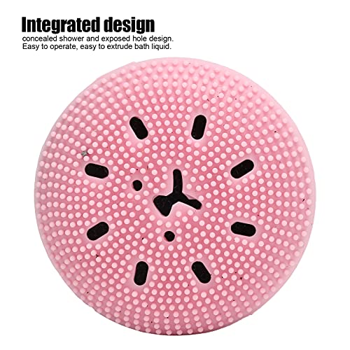 Ymiko Dog Bath Brush, Cat Massager Shower Scrubber with Shampoo Dispenser Cat Rubber Soft Foaming Bath Brush Dog Scrubber For Bath For Shedding, Bathing, Massaging, Grooming, 2.0x2.1in (Pink【bubble