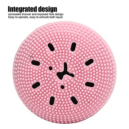 Ymiko Dog Bath Brush, Cat Massager Shower Scrubber with Shampoo Dispenser Cat Rubber Soft Foaming Bath Brush Dog Scrubber For Bath For Shedding, Bathing, Massaging, Grooming, 2.0x2.1in (Pink【bubble