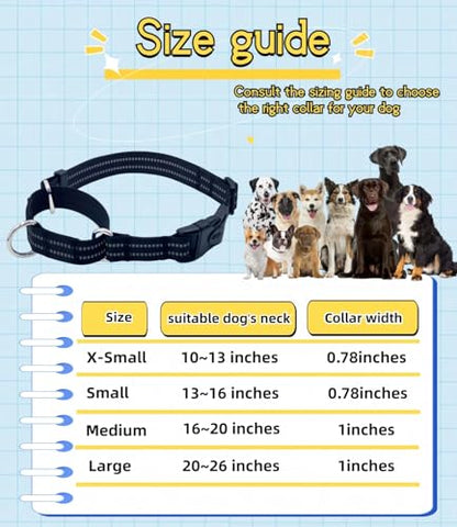 Martingale Dog Collars with Quick Release Buckle, Heavy Duty Nylon Reflective Dog Collar, NO Pull Walking Training Collar for Large, Medium, Small Dogs (Black, Medium) - color: Black, size: Medium