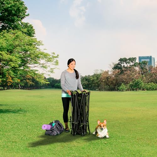 Carlson Portable Dog Playpen 62” x 26”, 8-Panel Foldable Pet Play Pen, Indoor & Outdoor Puppy Playpen, Green/Black - size: 8 Panel