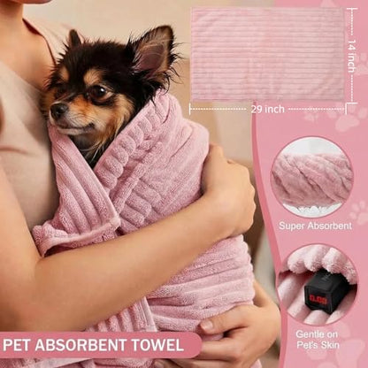 9PCS Dog Bath Kit & Dog Brush Kit for Dogs & Cats - Professional Pet Grooming Tools Set with Shedding Brush, Bath Scrubber, Dematting Comb & Storage Bag - Complete Dog Washing Essentials, Pink - color: 9PCS-Pink