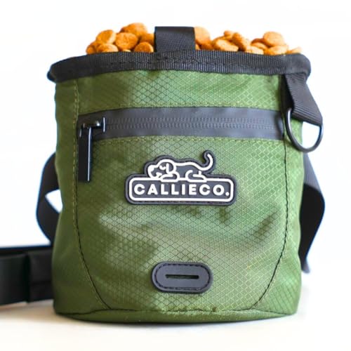 Callieco Mini Dog Treat Pouch with Magnetic & Zipper Closure | Small Waist Belt Training Behavior Aid Bag for Dog Walking with Poop Bag Dispenser (Green) - color: Green