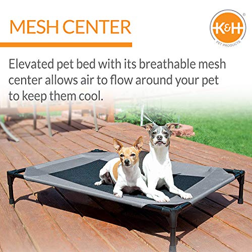 K&H Pet Products Original Pet Cot Elevated Dog Bed & Cot Canopy, Chocolate/Black Mesh, Gray