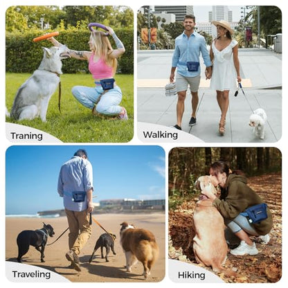Dog Treat Pouch, Powerful Magnet Closure Device Dog Training Treat Bag Large Capacity Pet Treat Pouch with Poop Bag Dispenser Treat Bag for Dog Training with Metal Waistband Clip (Deep Blue) - color: Deep Blue