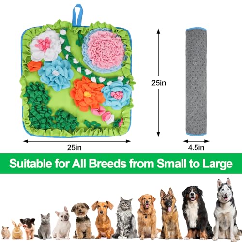 Vextronic Snuffle Mat for Dogs, Large Breed Slow Feeder Interactive Toy | 25x25-inch washable mat. Sparks natural foraging. Eases anxiety. Slows gulping at meals. Fits small to large pets. Lime. - color: Lime