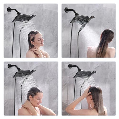 BRIGHT SHOWERS High Pressure Shower Head with Handheld, Oil Rubbed Bronze Dual Showerhead Combo with Rainfall Spray, Detachable Hand Held Shower, 60" Stainless Steel Hose - color: Oil Rubbed Bronze, size: 2.5 Gallon Per Minute