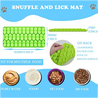Silicone Snuffle Mat for Dogs Slow Feeder Lick Mat with Suction Cups Dogs Sniff Mat Dogs & Cats Entertainment Toys for Boredom(Green) - color: Green