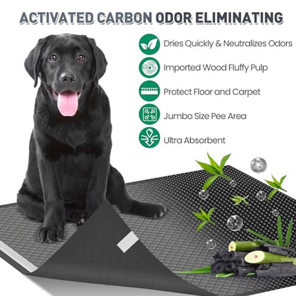 31"x47" Activated Charcoal Dog Pee Pads - 32 Count,Extra Large，Super Absorbent, Leakproof, Long-Lasting Odor Control, Ideal for Large Dogs and Potty Training Puppies - size: 31"x47"